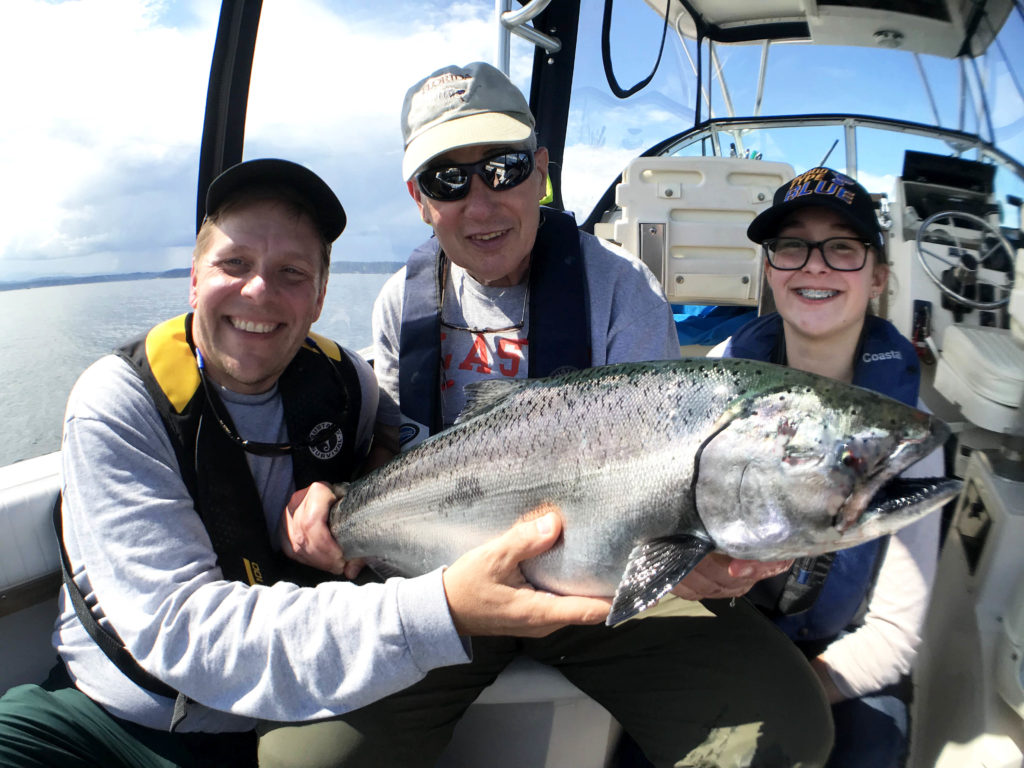 Saltwater guided salmon sport fishing. Three generation family fishing. All ages are welcome.